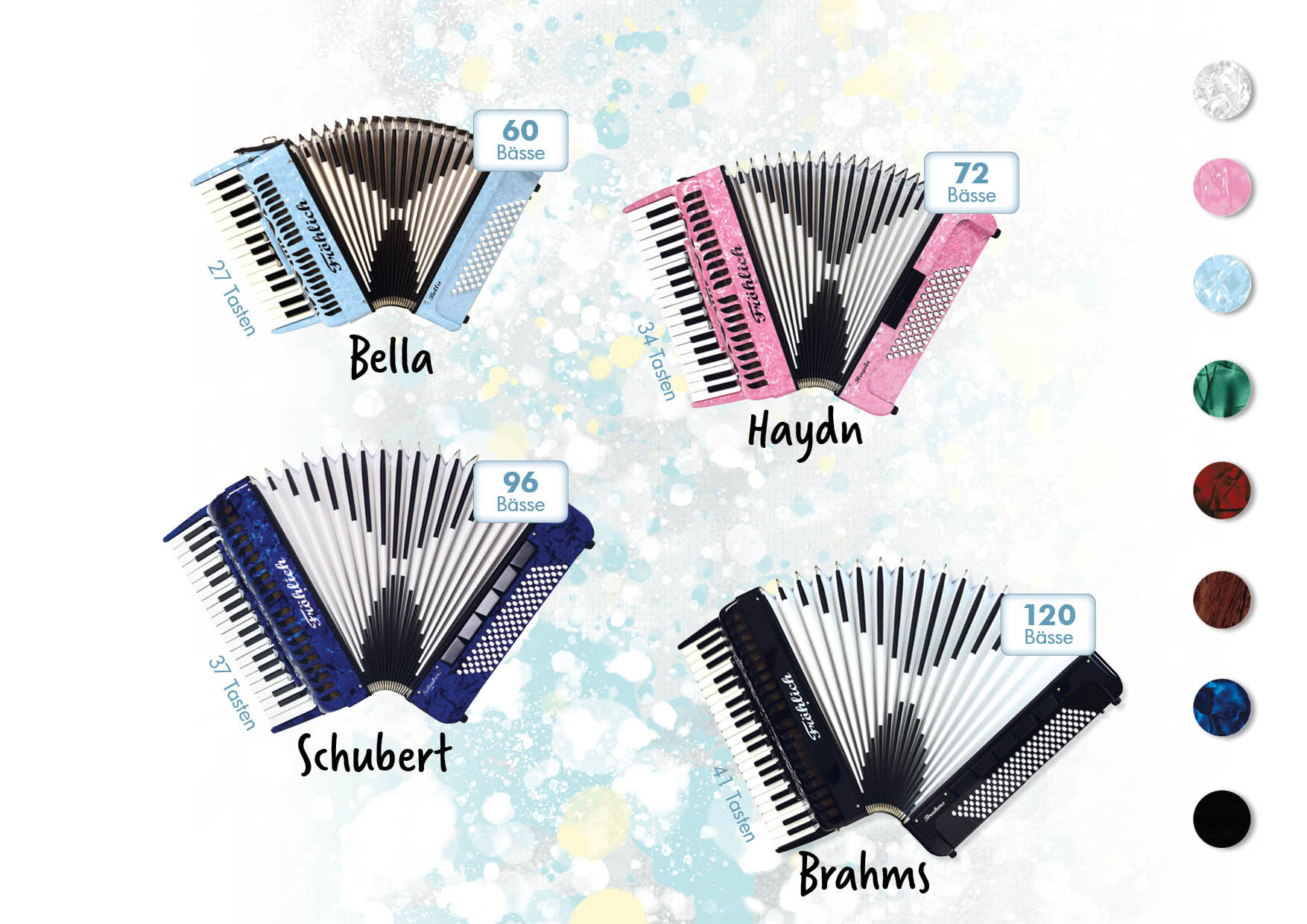 Bild mit unterschiedlichen Akkordeon-Modellen